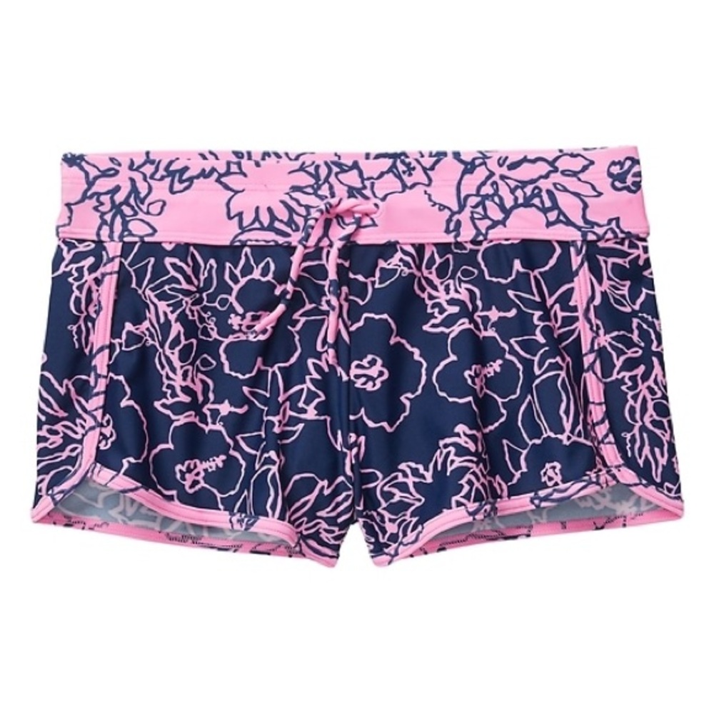 [NWOT] Athleta Girl Cannonball 2.0 swim short in Navy blue and pink floral print